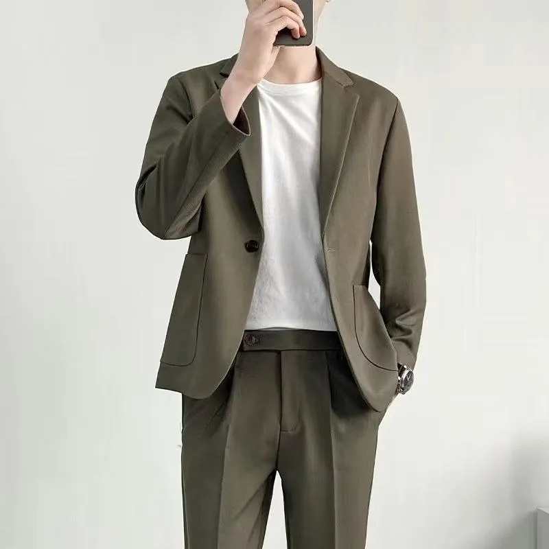 

Весенне-осенние свободные пальто, модная одежда в корейском стиле 2025 года, мужские костюмы высокого качества и блейзеры, одна модель, новая куртка для мужчин