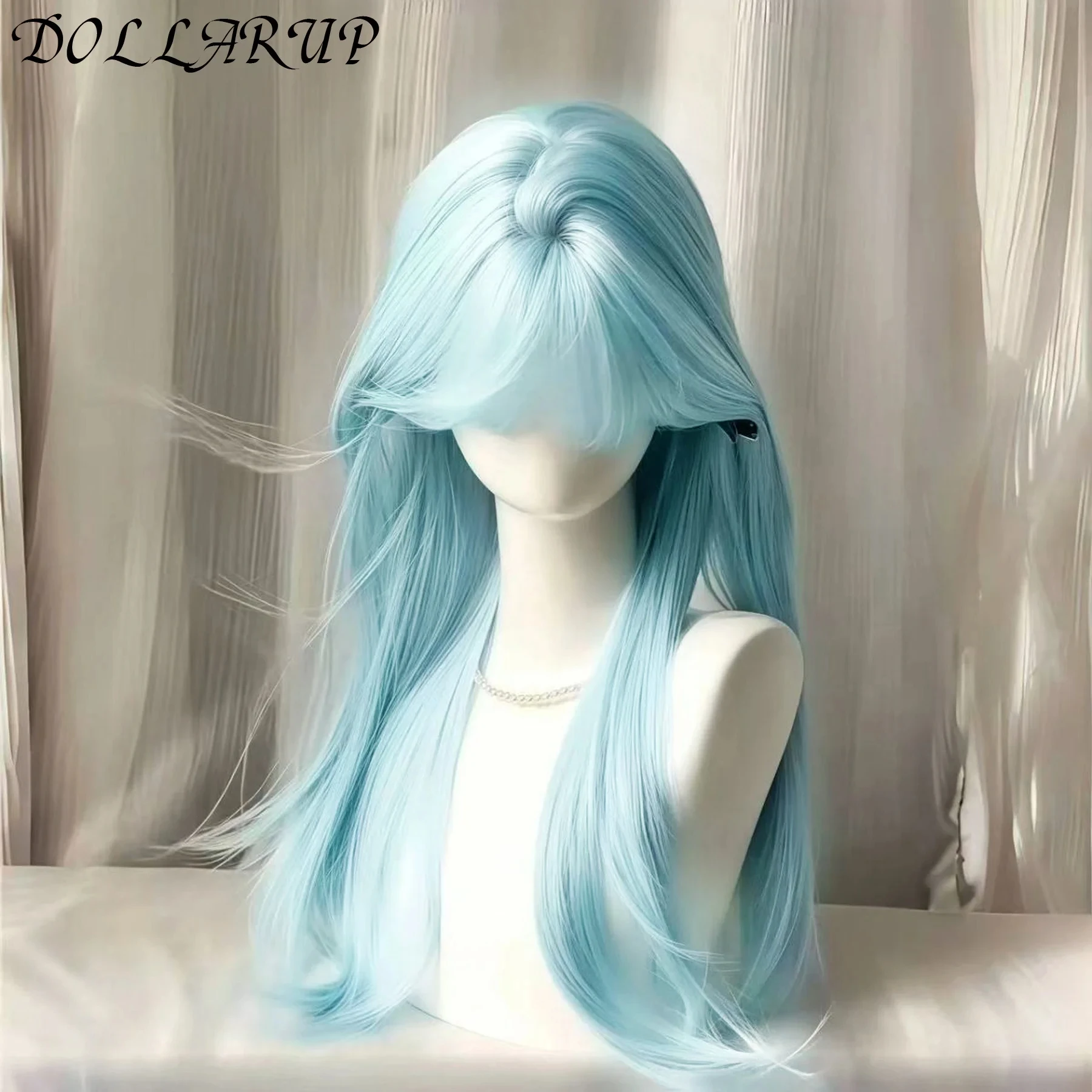JKL Straight Lolita Cosplay Wig With Bangs Black Golden Pink Mutiple Colour Long Anime Cosplay Synthetic Hair Women's Wigs