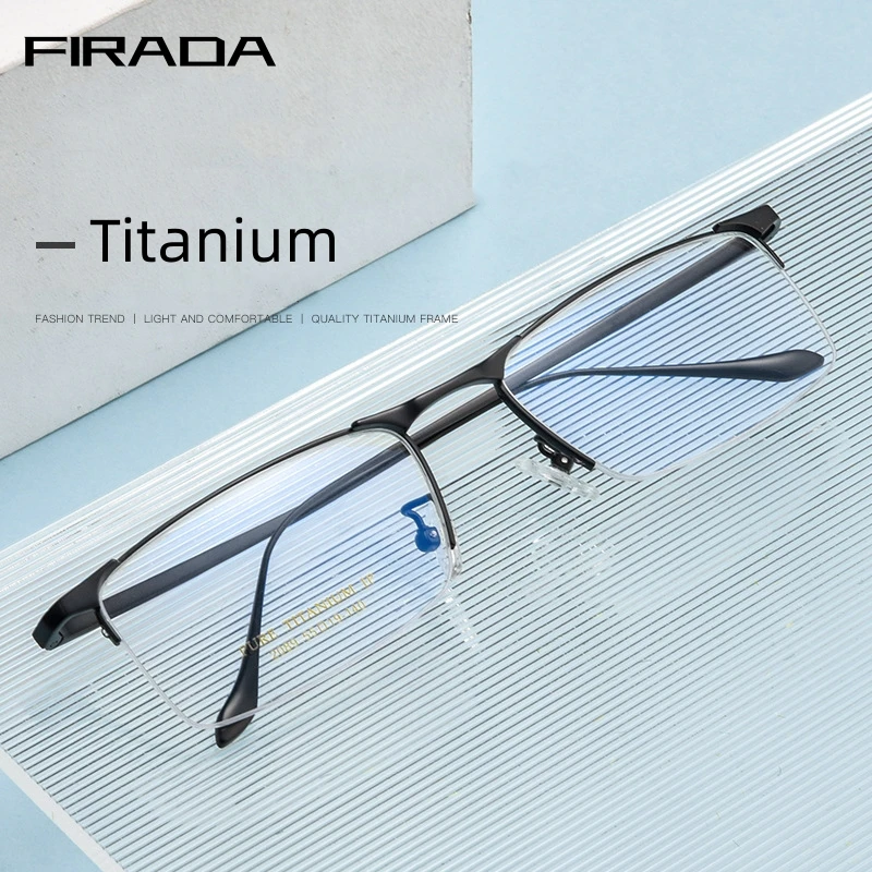 

FIRADA Luxury Fashion Eyewear Retro Square Titanium Half-Frames Eyeglasses Myopia Optical Prescription Glasses Frame Men 2089P