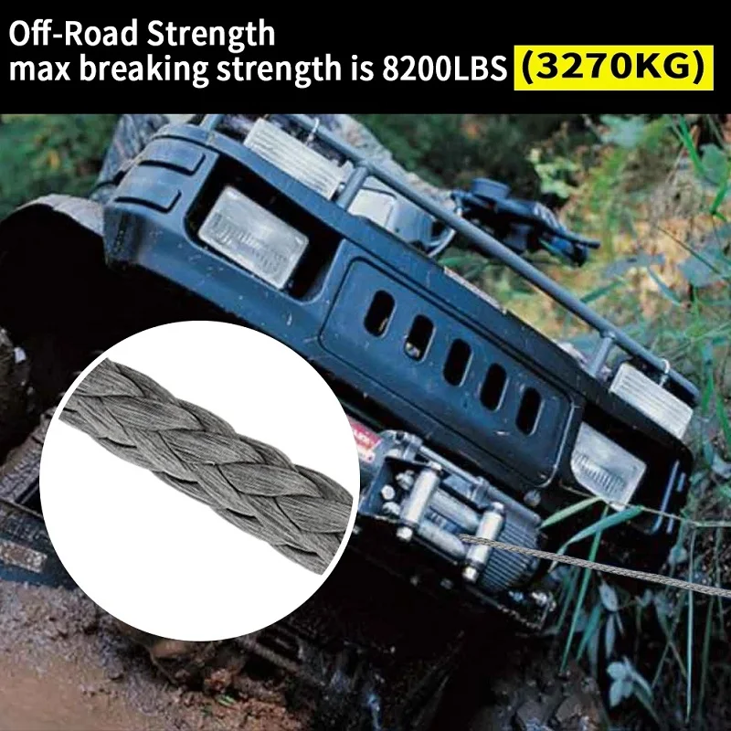 15M 8200LBS Synthetic Winch Towing Rope For Jeep Off Road 4WD ATV UTV Truck Boat SUV Synthetic Winch Rope Line Recovery Cable