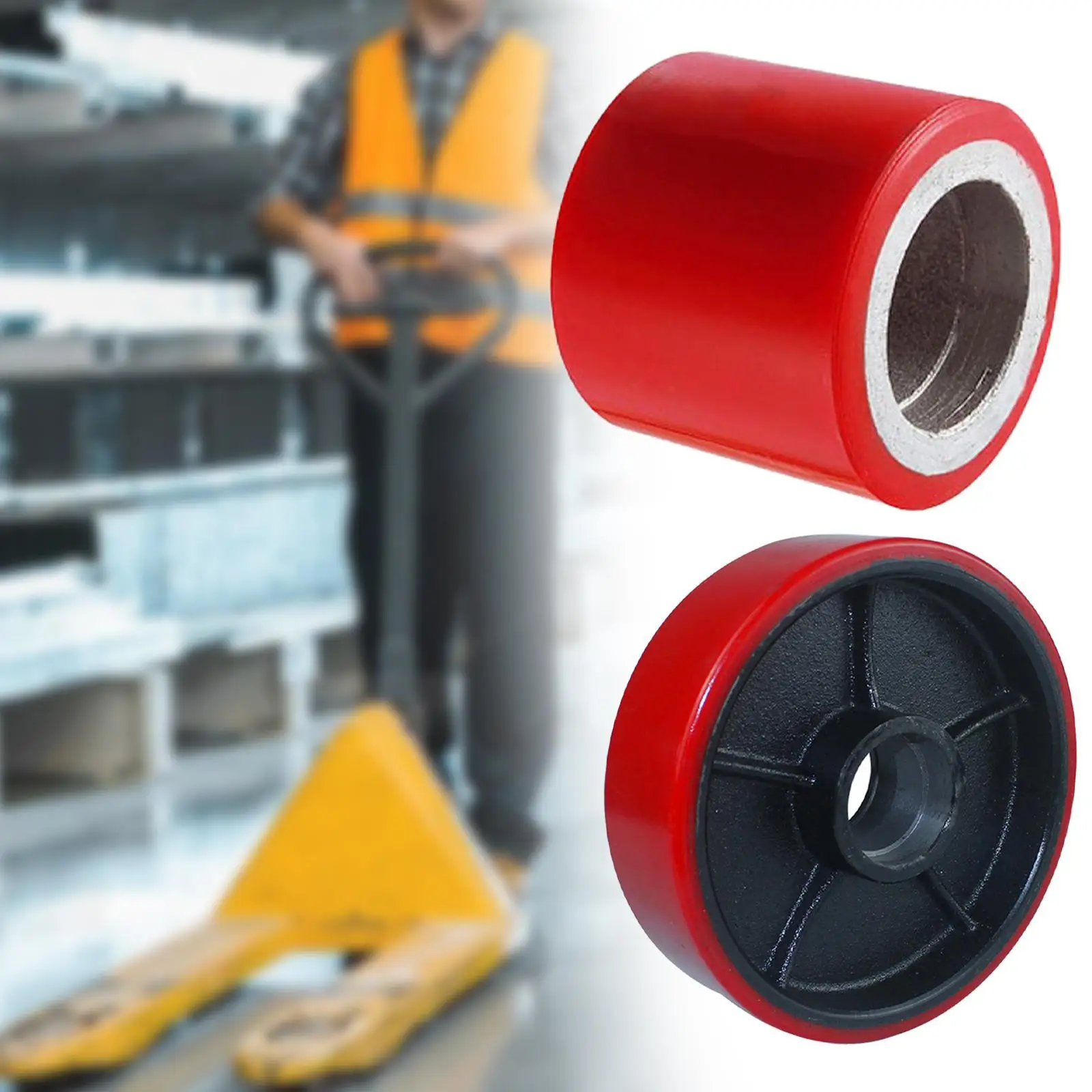 

Forklift Wheel Pallet Truck Wheel Portable Forklift Parts Easy to Install Sturdy High Performance Replace Forklift Casters