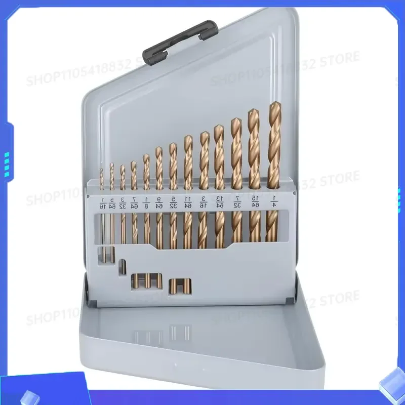 for ABHU Cobalt Left Hand Drill Bit Set 13Pcs M35 High Speed Steel 1/16 to 1/4 Inch for Hardened Metal and Stainless Steel