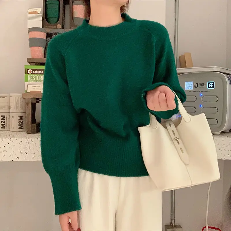 

Retro Easy Matching round Neck for Women 2024 New Korean Loose and Lazy Style Soft Glutinous Bottoming Sweater