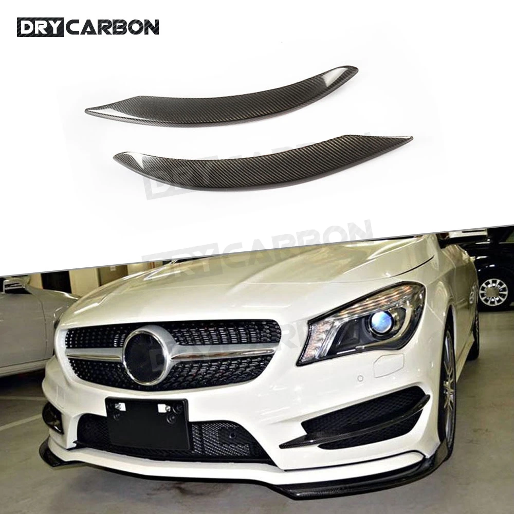 Carbon Fiber Front Bumper Air Vent Trim Foglamp Middle Strip Canards For Benz CLA Class W117 CLA250 Sport 2014 2015 2016