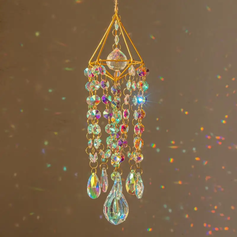 Light Fantasy Crystal Wind Chimes Pendant Window Courtyard Aerial Pendant Sunshine Catcher Rainbow Gift Aesthetic Room Decor