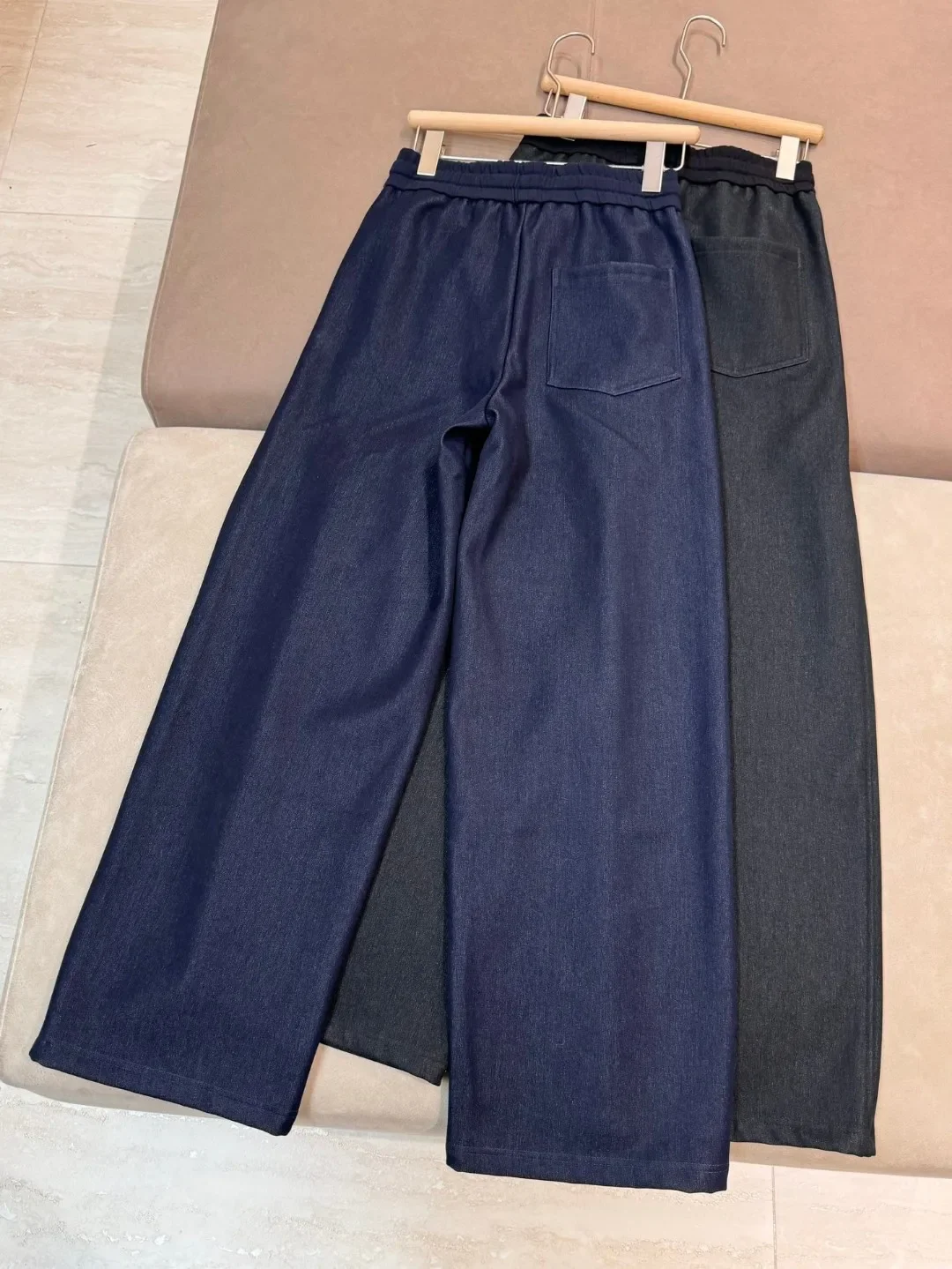

Women's Straight Trousers Elastic Waist Solid Color Fashion Female Wide Leg Pants