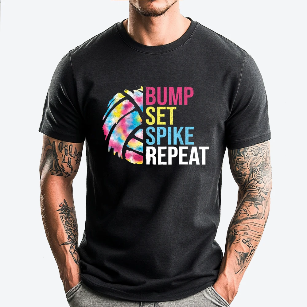 

Bump Set Spike Repeat Volleyball Shirt For Girls Teens Women Mens Clothing Cotton T Shirt Men Valentine's Day Tops & Tees