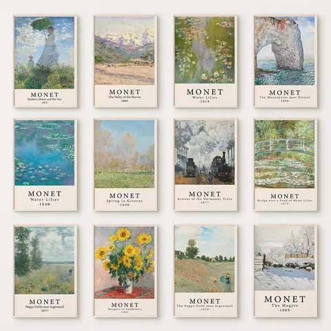 Impressionismo Artista Claude Monet Poster Gigli d'acqua Dipinti su tela Immagine di arte della parete per la decorazione domestica del soggiorno