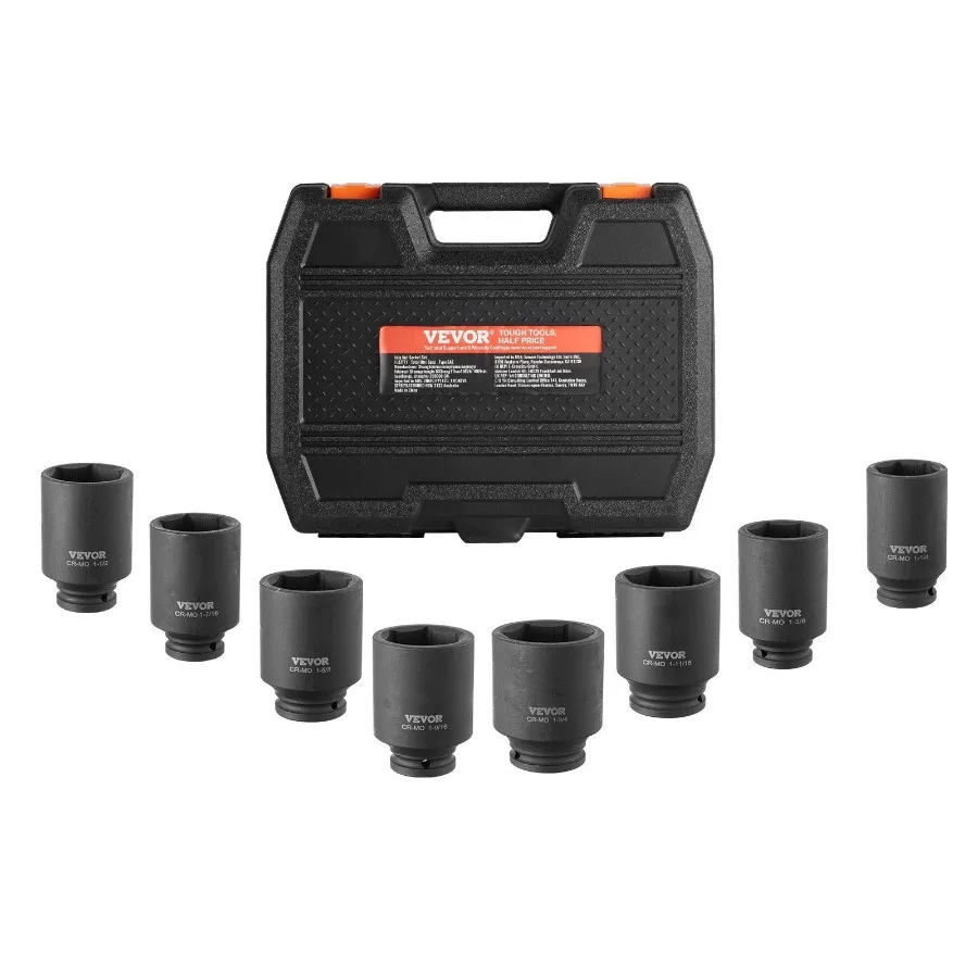 

Набор глубоких шестигранных торцевых головок SAE 1/2 дюйма, 8 шт., из хромомолибденовой стали с термообработкой, для авторемонта, снятия или установки гаек оси B