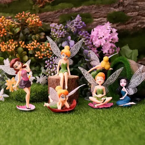 6pcs Disney Princess Tinkerbell Tinker Bell Faery Fairy Elf ดอกไม้เอลฟ์ PVC Action Figure ของเล่นตุ๊กตาเด็กของขวัญวันเกิด