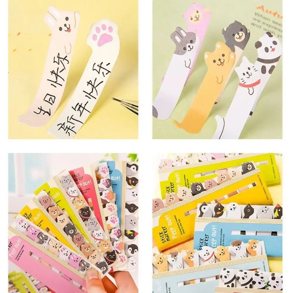 Kawaii Paper Cartoon Animals Marker, Staacquering Cartoon Memo Pad Notes, Label Stickers