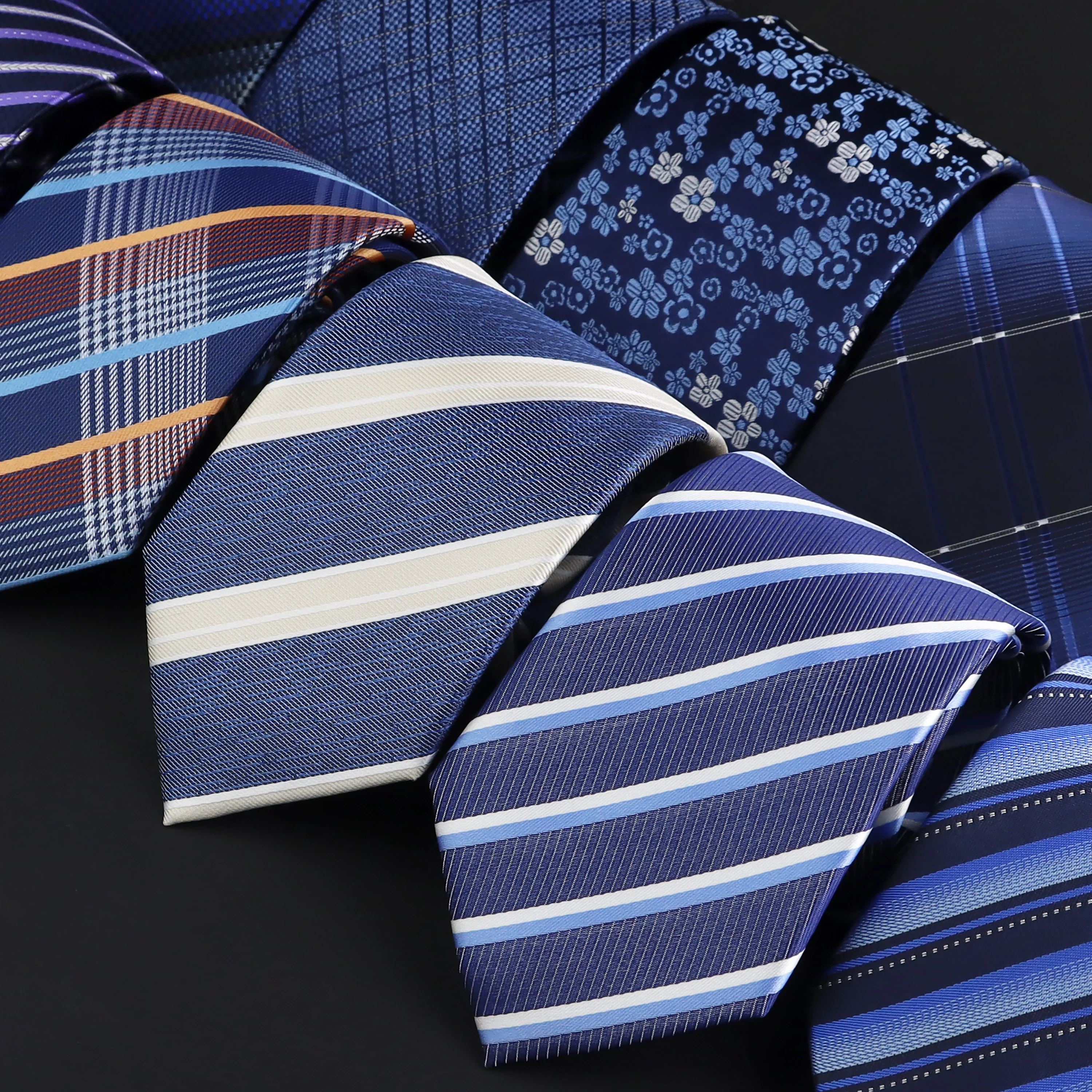Men Formal Party Wear Shirt - เนคไทลายทางแฟชั่นสำหรับผู้ชาย สีน้ำเงิน สำหรับงานทางการ ธุรกิจ สำนักงาน งานประชุม