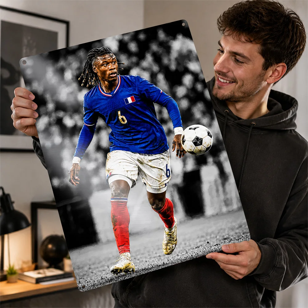 Eduardo Camavinga Football Aluminum Poster Personalized Metal Sign Club Legacy Style Wall Art For Supporter Corner And Bedroom