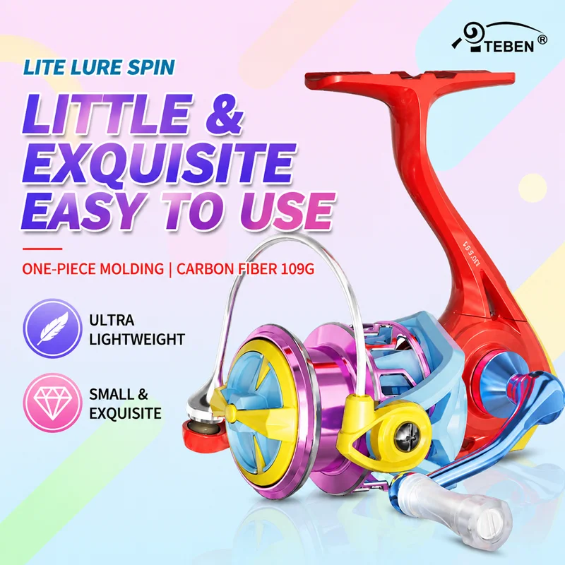 Катушка для спиннинга TEBEN Lite Spin Lure, карбоновая, 109 г, ультралегкая, с нулевым зазором, интегрированная, для ловли микротрауэр, для кастинга.