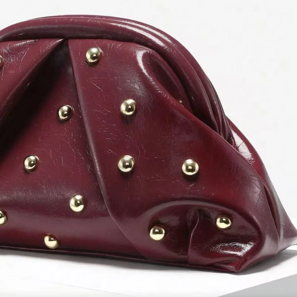Neue, modische Handtasche mit Nieten und Falten für Damen, Clutch, Tasche mit Reißverschluss, modisch, lässig, schlicht, für den täglichen Gebrauch, für Abendpartys. – Detail 6