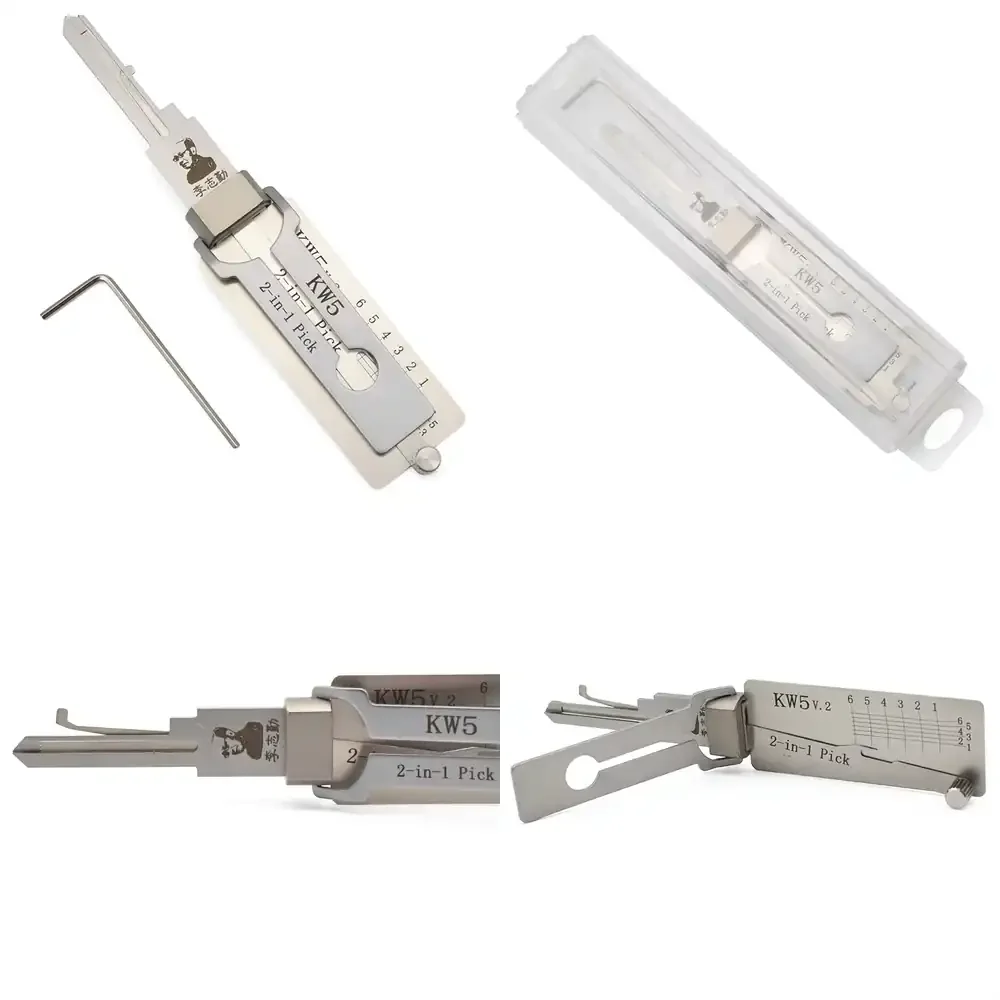 

Lishi 2 in 1 Durable ABS + Metal Locksmith & Car Repair Tool Kit with Universal Key Blank Auto Pick Decoder