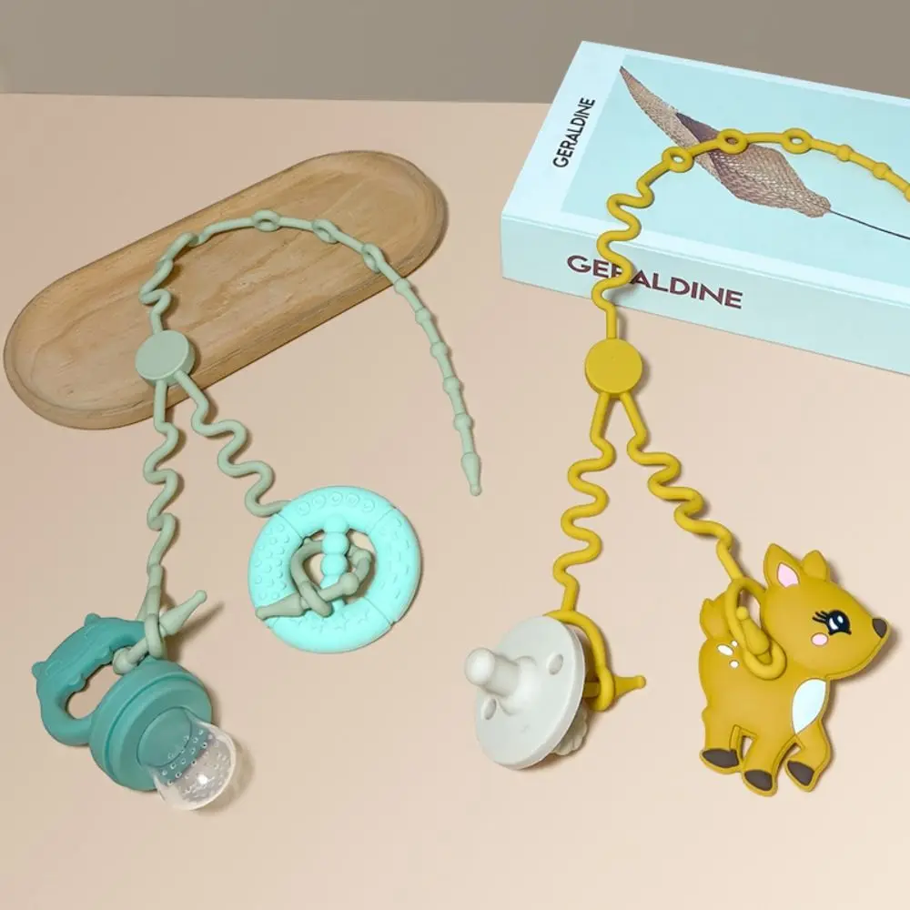 

Portable Silicon Nipple Anti-drop Chain Adjustable Double Head Baby Pacifier Chain Safety Stroller Accessories