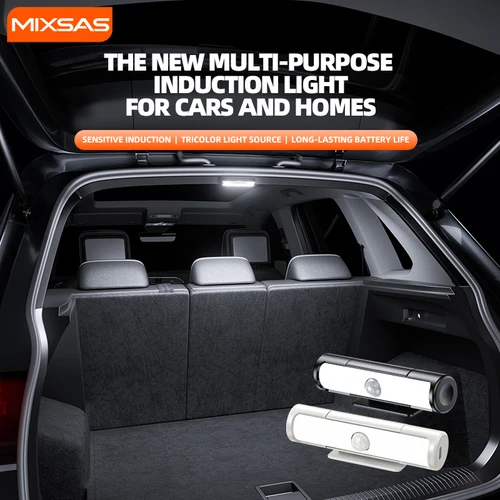 Imagen 2 del producto MIXSAS-luz con Sensor de coche, lámpara de inducción automática de 3 colores, carga tipo c, luz nocturna inteligente LED inalámbrica para maletero de coche, furgoneta y autobús