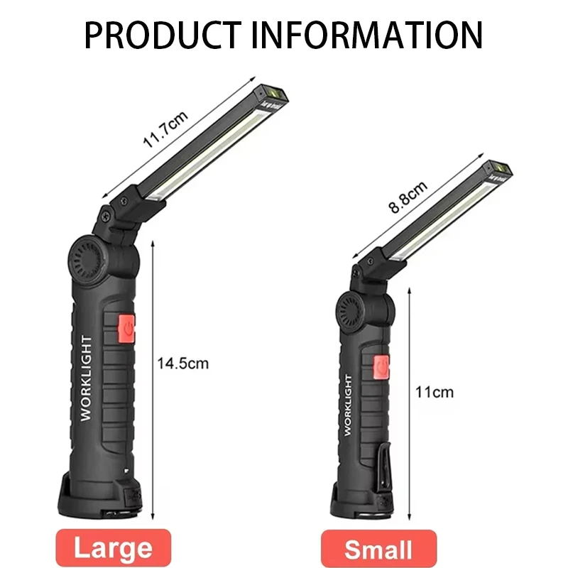 Tragbare LED-Taschenlampe mit Magnethaken, Outdoor-Reparatur-Arbeitsleuchte, wiederaufladbare Typ-C-Laterne für Camping, Lesen, Grillen