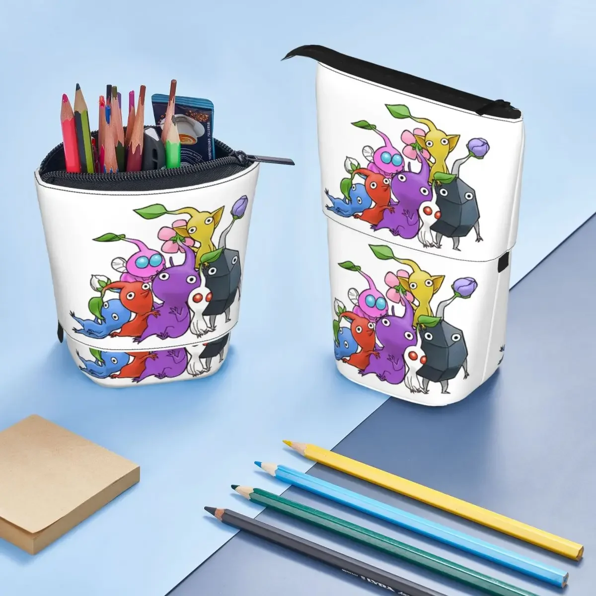170 Pikmin Ideas Game Art Reversible Pencil Case for Boys Girls School Pen Box Pencil Bag Stationery Supplies Pen Holder Bag