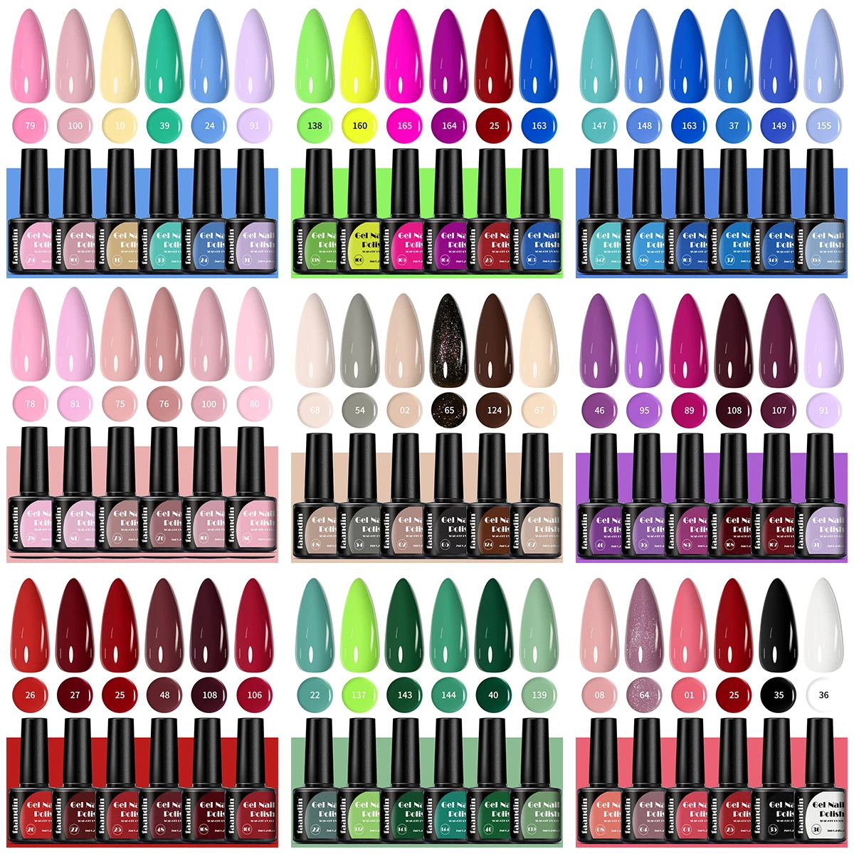 6Pcs/Set Faandin 0.24oz*6 Bottles Gift Box Set, Solid Color Pearlescent Gel Nail Polish Set, Rich Colors, Selected in Purple, Red, Nude Tones, Dazzling Nail Polish Set, High-Quality Nail Polish, Long-Lasting, Wear-Resistant, Not Easy to Fade, Easy-To-Remove Nail Polish, Gift for Mom, Gift for Girlfriend, Perfect Gift, Wholesale Nail Polish for Nail Salons