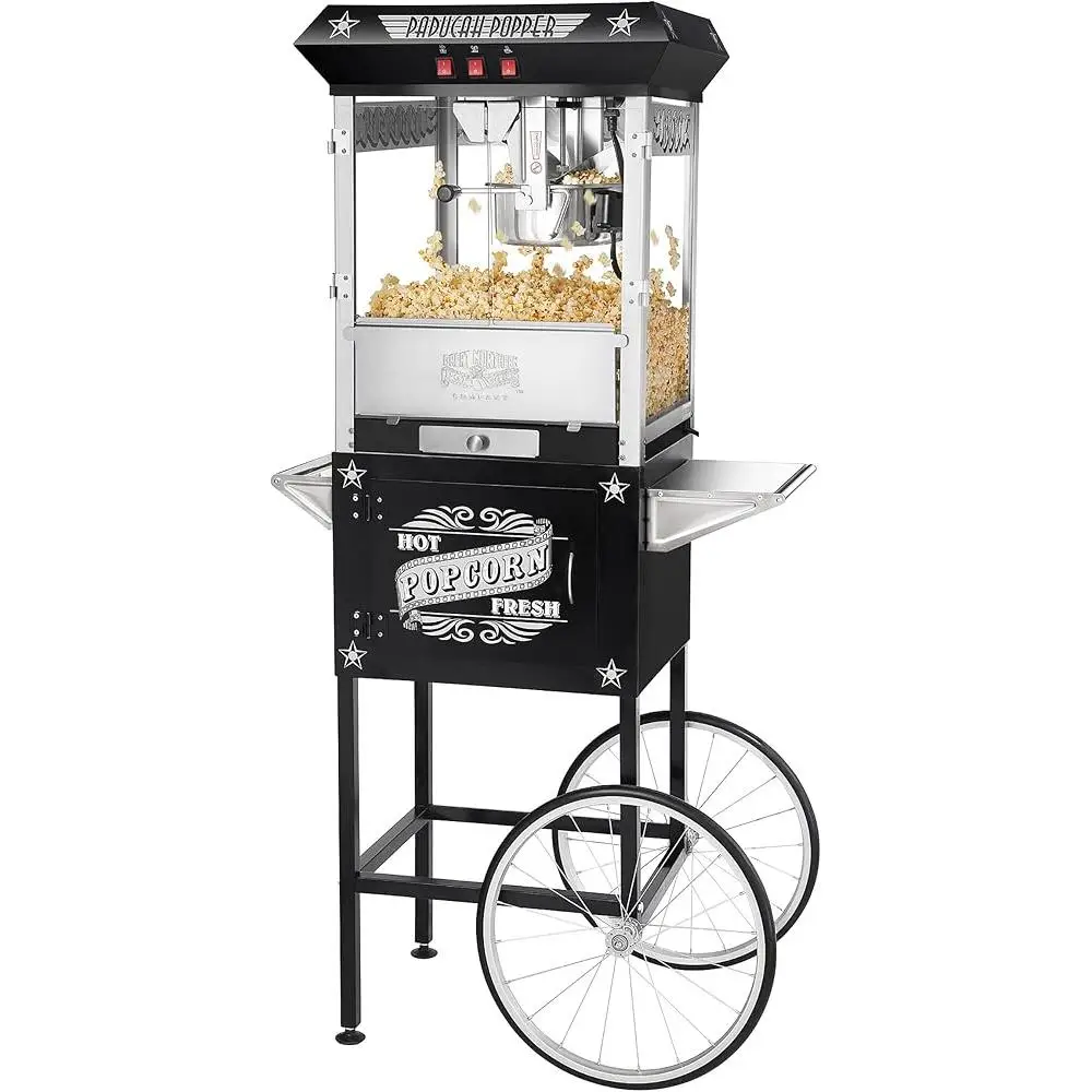 Vintage Popcorn Popper with Cart 8oz Kettle 3 Gallon Fresh Snack Maker Old Maids Drawer Home Events