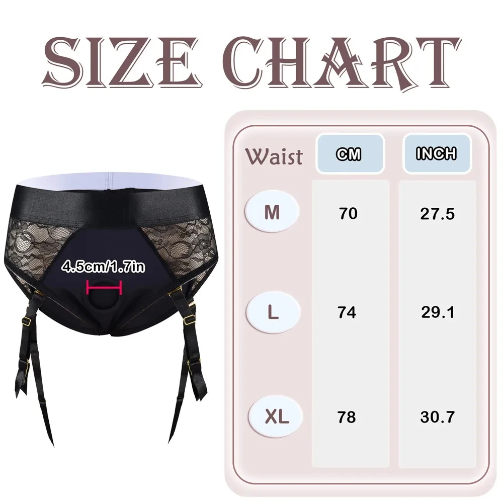 Strap on Harness Underwear Garter Belt Briefs Lace open-crotch Panties for Couple Lesbian