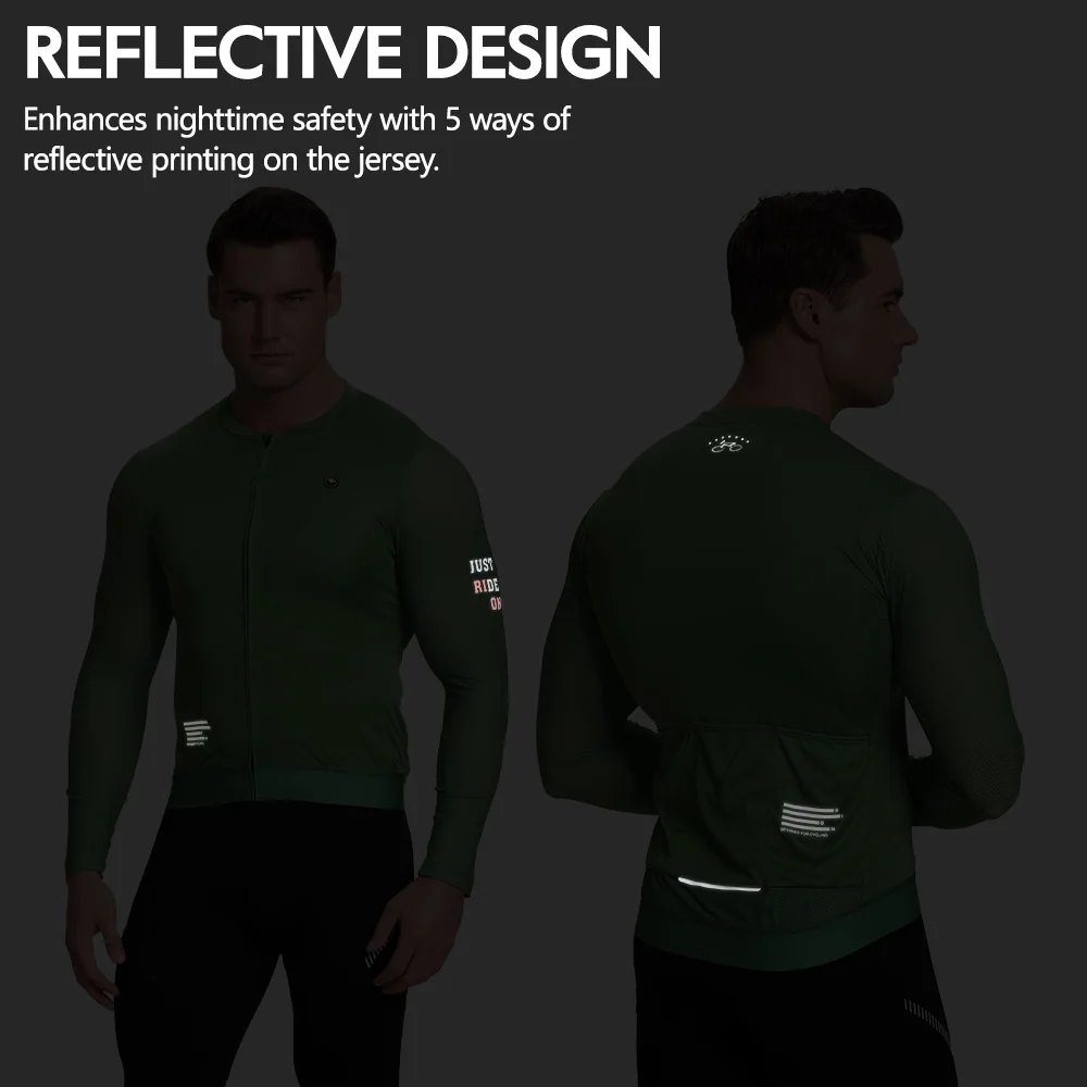 RION Men's Cycling Jersey Long Sleeves Jerseys Mountain Bike MTB Shirts Road Riding Pro Bicycle Clothes Breathable Motocross Top