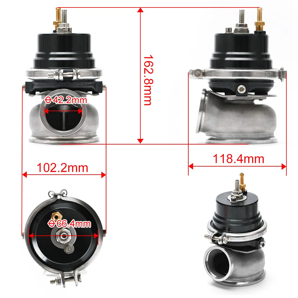 60mm Wastegate Turbo External Kit With V-band Flange & Clamp Universal Turbo External Waste Gate For Turbo Manifold 5891BK