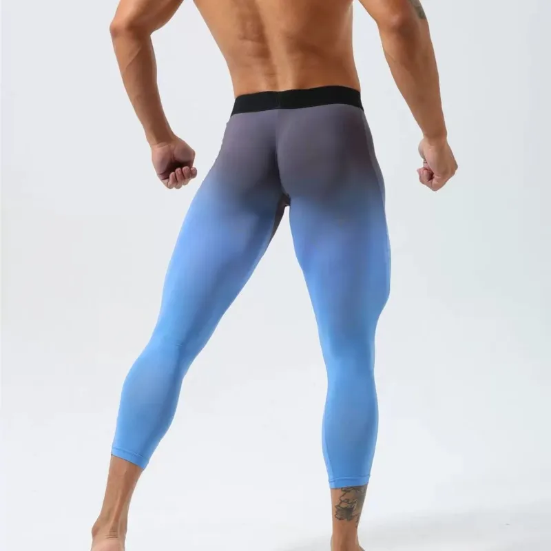 Mens Fitness Plus Size Sporty Cropped Leggings Skinny Workout Tight Joggers Pants High Elasticity Sexy Trousers