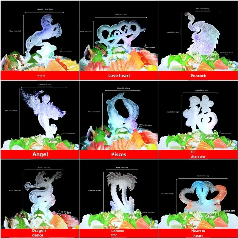片面ドラゴンボート氷彫刻型、クリエイティブな刺身、塩、シリコンボート、魚の氷プレート装飾