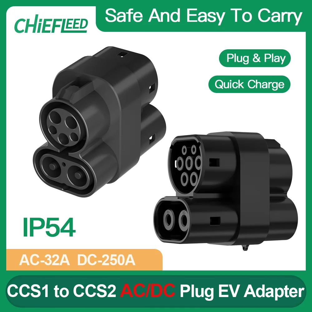 

Chiefleed J1772/CCS1 to CCS2 EV AC/DC 32A/250A J1772/CCS1 To CCS2 Plug Charging Adaptor EV Charger AdapterCar Accessories