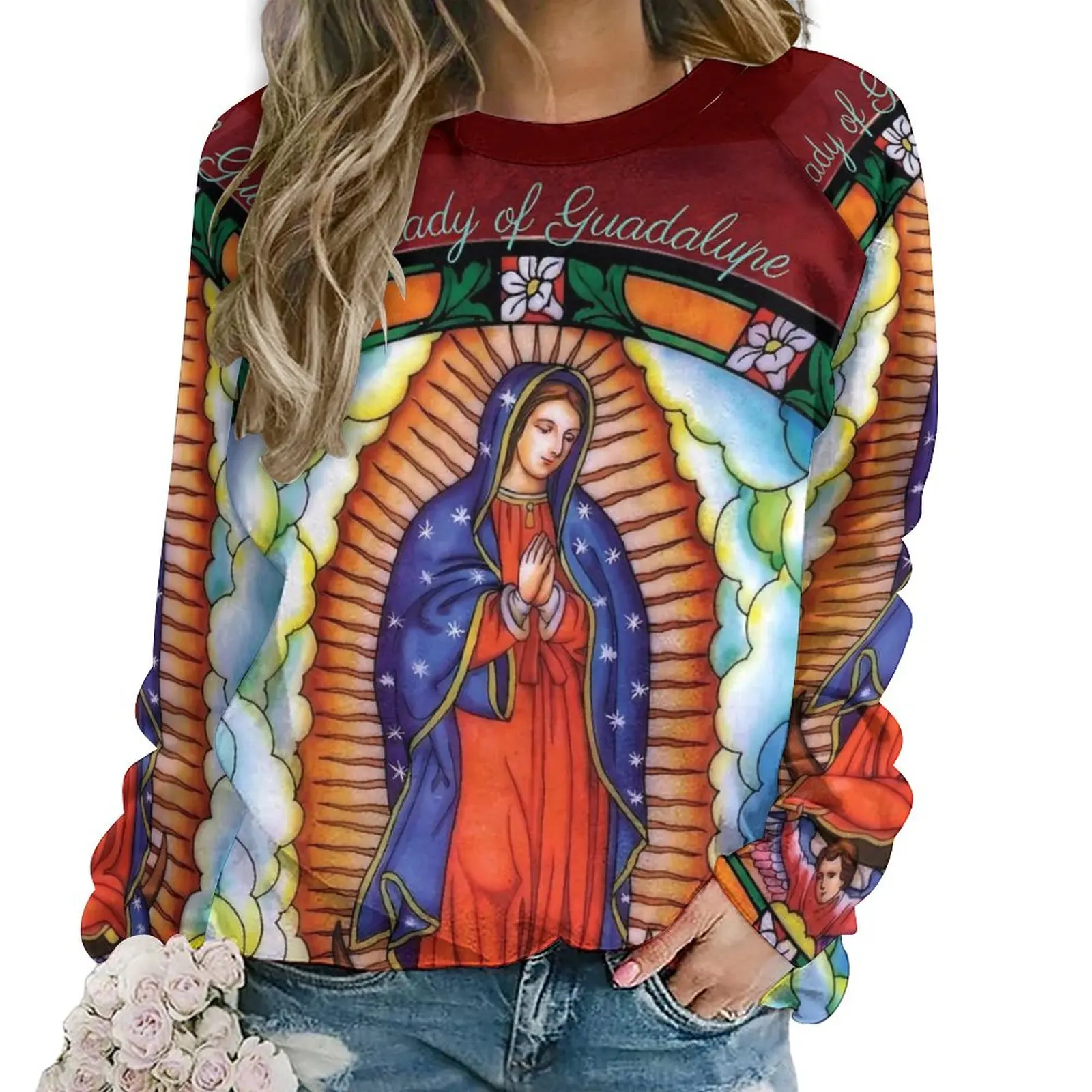 Our Lady of Guadalupe Casual Hoodies Virgin Mary Y2k Graphic Hoodie Winter Long Sleeve Hip Hop Oversized Sweatshirts Gift Idea