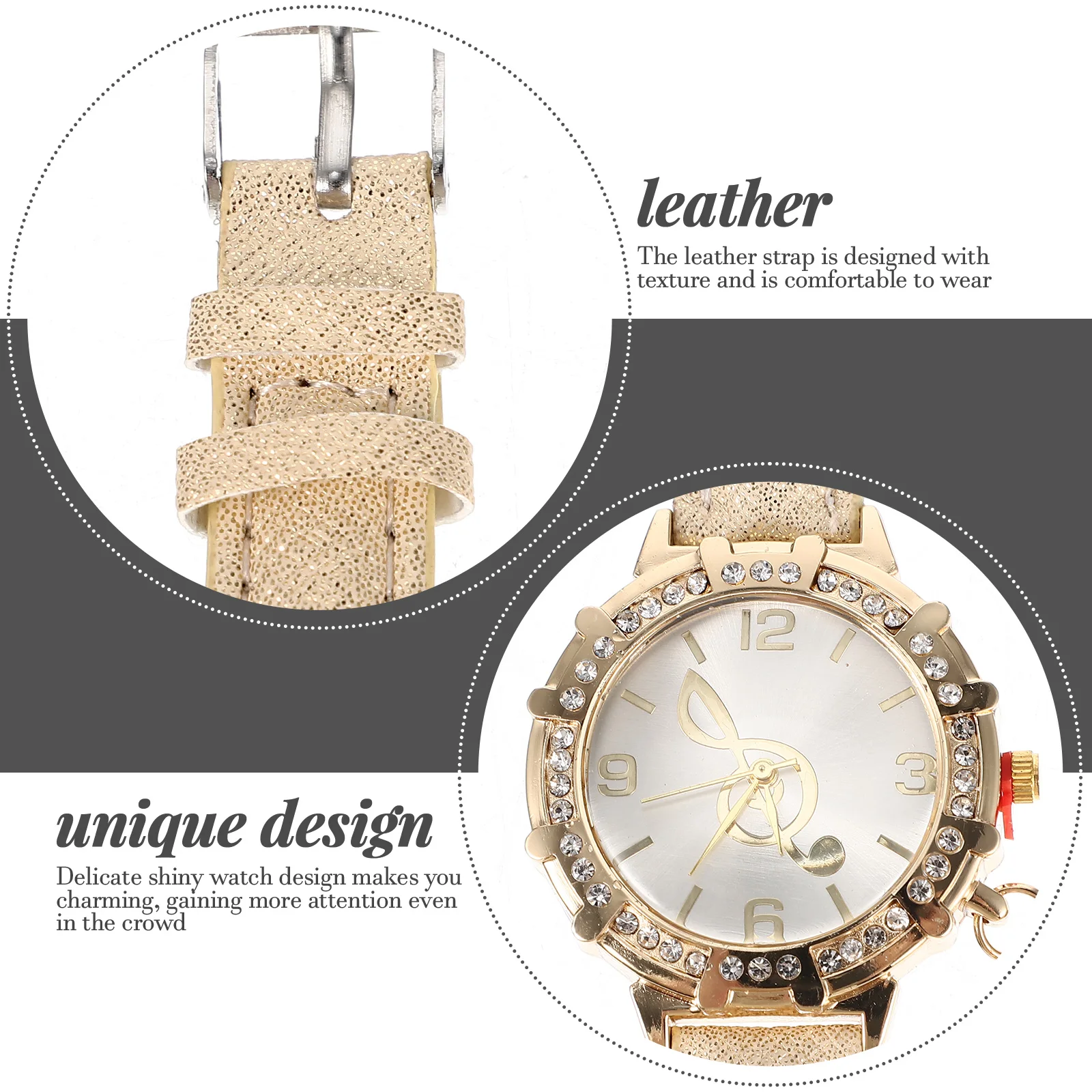 

Ladies Gifts Women's Diamond-set Watch Girl Fashion Lady Cute Leisure Beige Miss