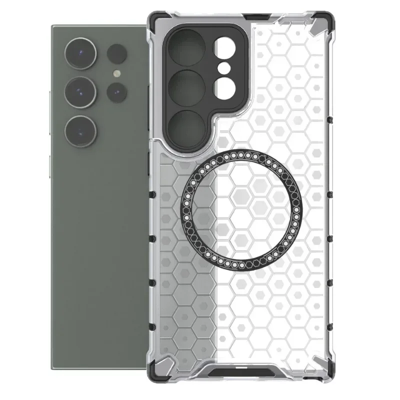 Magnetische stoßfeste Handyhülle im Wabenstil für Samsung Galaxy S25 S24 Ultra S23 FE A56 A36 A26 A16 A55 A35 Schutzhülle