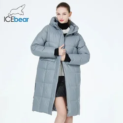 ICEbear-abrigo con capucha para mujer, Parka cálida y a prueba de viento, chaquetas holgadas con cremallera, GWD22558I, invierno, 2023