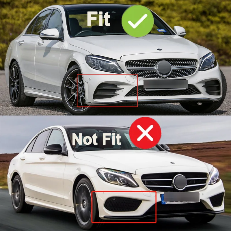 الفاصل لمرسيدس W205 2019-2022 أسود لامع مجموعة كاملة الجبهة حافة مصد السيارة صب الكسوة الجبهة حافة مصد السيارة طقم الجسم #2