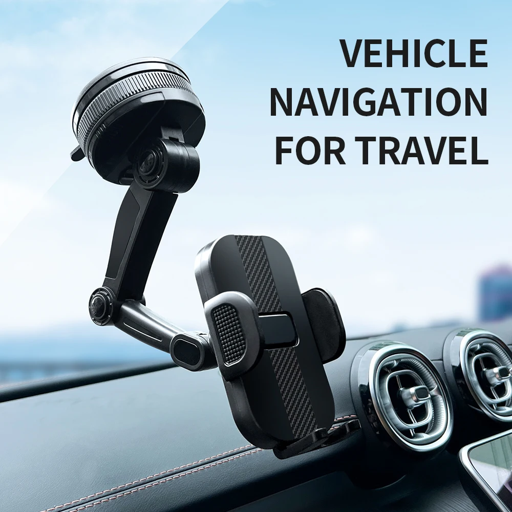 Extended Long Arm Shockproof Phone Holder 360° Rotatable 2-Section Adjust GPS Bracket for Truck Excavator