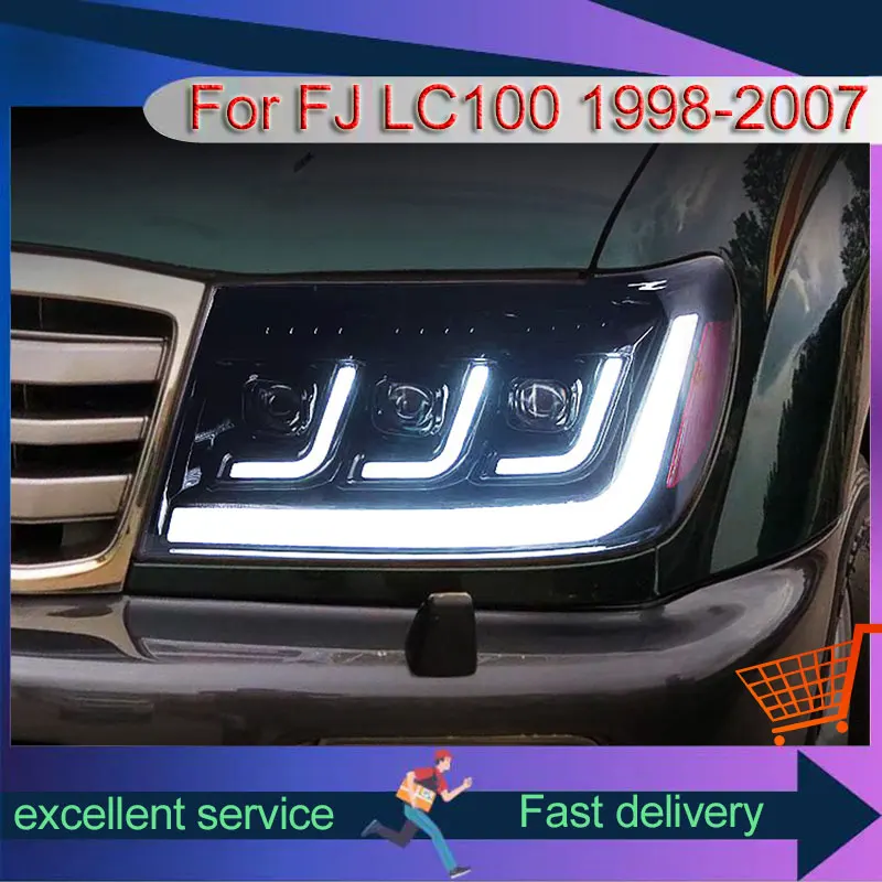 Car Accessories For Toyota Land Cruiser LC100 FJ100 4700 Front Lamp Dynamic 1998-2007 Headlight Signal Highlight LED Automatic