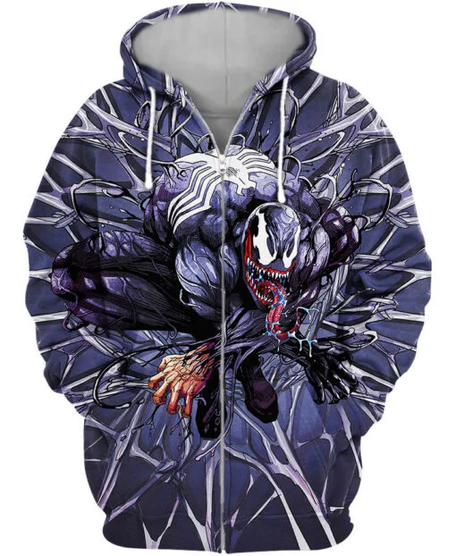 Spiderman Men's Zipper Hoodie Marvel Boys Hoodie 3D Printed Venom Jacket Deadpool Men's Hoodie Oversized Fashion Men's Clothing