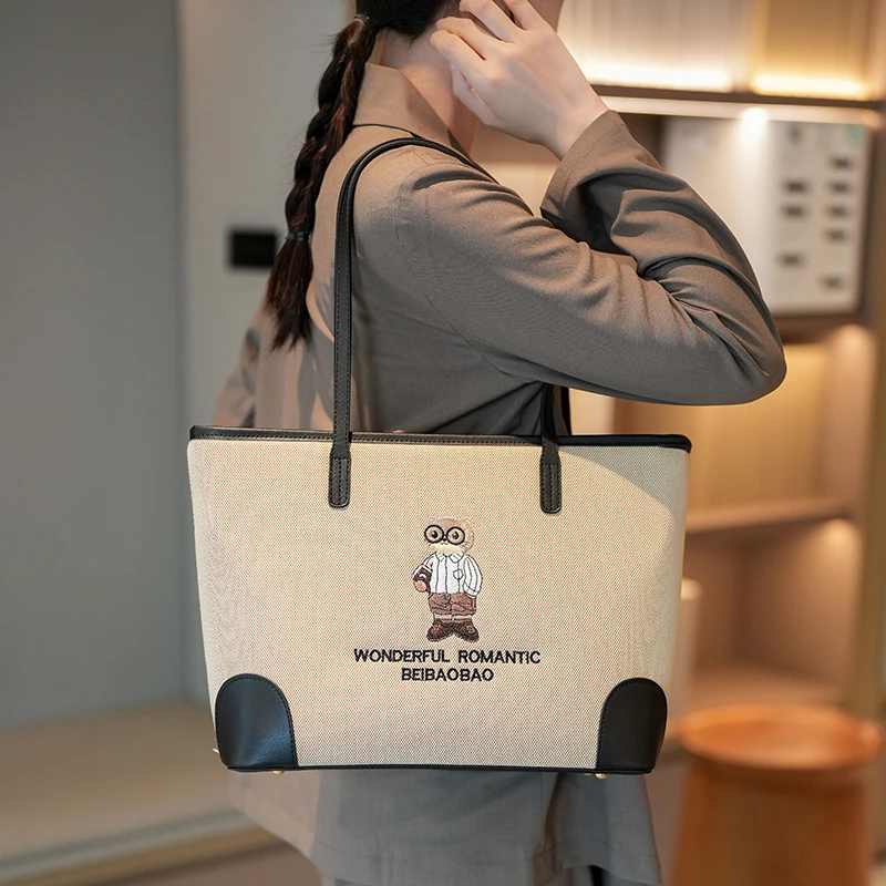 

Beibaobao, новинка 2023 года, модная сумка на плечо, большая вместительная женская сумка для путешествий, сумка с героями мультфильмов, уличная сумка bolso beige