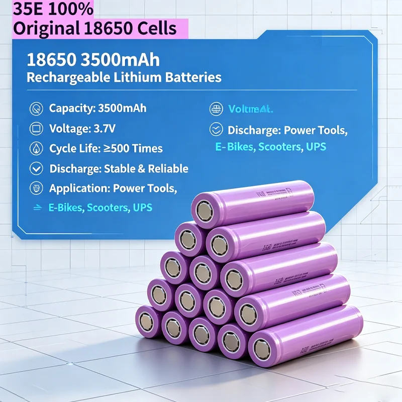 3.7V ⛄️18650 ⛄️⛄️3500mah Battery For Samsung 35E INR 18650 20A Lithium Lon Battery Replacement External Battery
