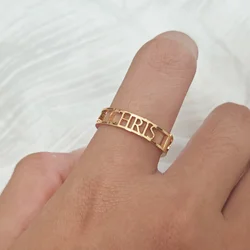 Personalized dual name ring, stainless steel adjustable couple ring, fashionable wedding ring, gift for her