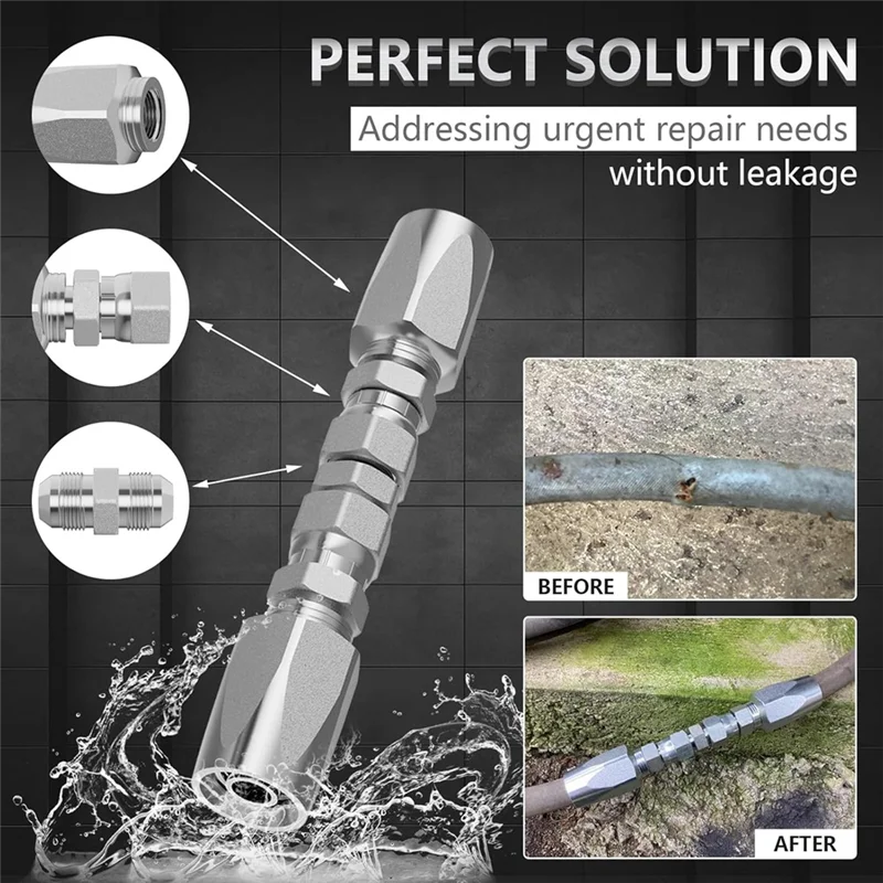 Accesorios para mangueras hidráulicas ABFI, kit de reparación reutilizable de identificación de 1/4", 3/8", 1/2" para uso en el campo de mangueras hidráulicas