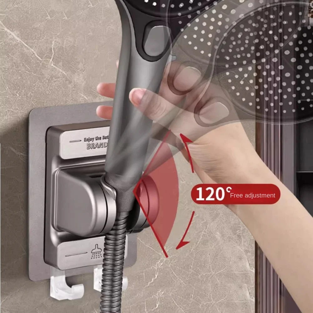 

Регулируемый держатель насадки для душа с крючками Самоклеящийся кронштейн насадки для душа Настенный распылитель с фиксированной основой Аксессуары для ванной комнаты