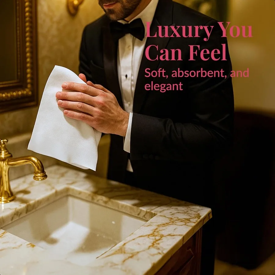 100 Asciugamani di carta in lino Asciugamani per il bagno Tovaglioli simili a vestiti per matrimoni Eventi e cene Tovaglioli di carta Ideale per
