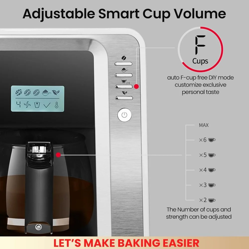 Kaffee maschine mit Mühle, Kaffee maschine mit LCD-Display, automatische Filterkaffee maschine mahlen und brauen