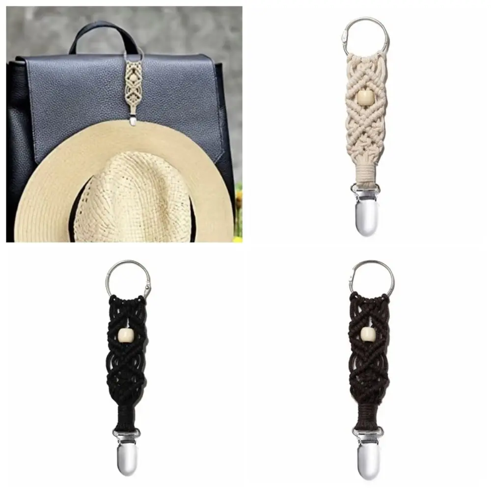 Portable Weave Hat Keeper Clip Multifunctional Solid Color Travel Hat Clip Clips On Bag Hat Strap Hat Holder Hat Accessories