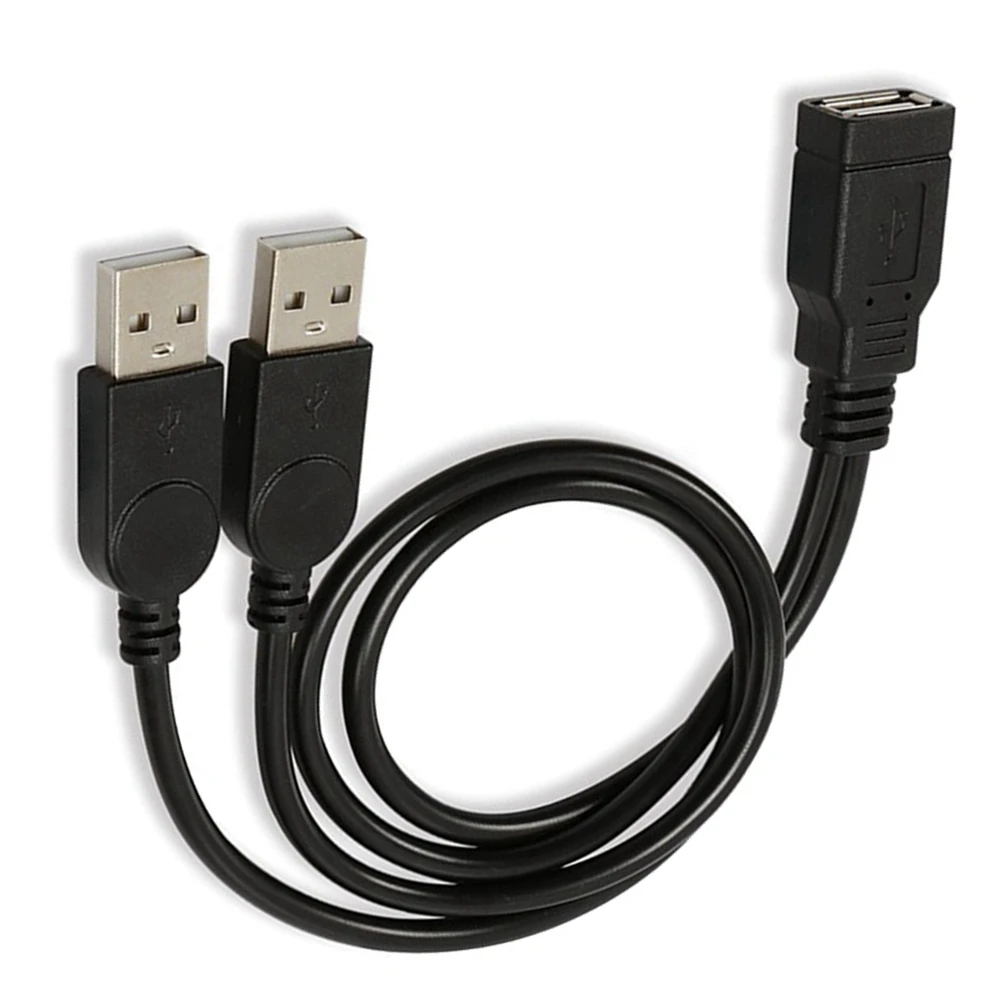 USB 2.0 A Male to USB Female 2 Double Dual Power Supply USB Female Splitter Extension Cable HUB Charge for Printers