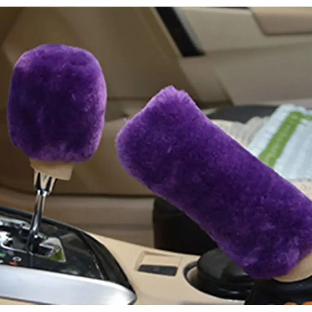 Picture 6: Winter Warm Furry Handbrake Gear Shift Steering Wheel Cover 38cm*38cm 1 Set Include Handbrake Gear Shift & Steering Wheel Cover